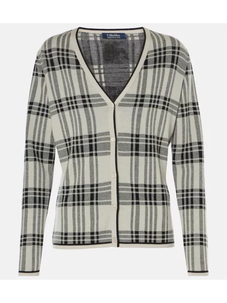 Cardigan 's Max Mara de lână în carouri gri
