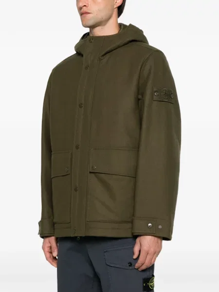 Geacă Stone Island cu glugă cu strasuri verde