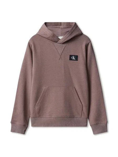Calvin Klein Jeans mikina s kapucňou detská hnedá