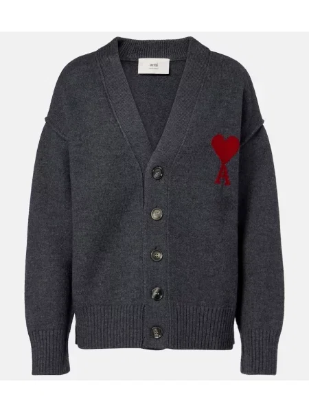 Cardigan Ami Paris de lână gri