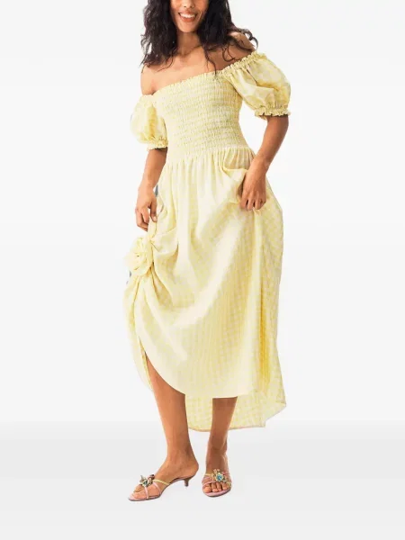 Rochie maxi Sleeper în carouri galben