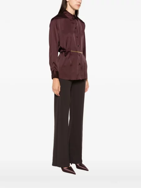 Cu centură cămașă Imperial din satin violet