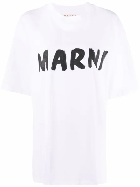 Tricou Marni cu imagine cu decolteu rotund alb