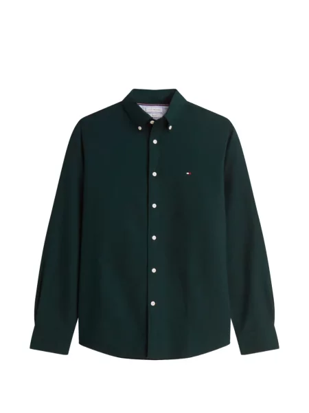 Lung cămașă Tommy Hilfiger cu guler nasturi verde