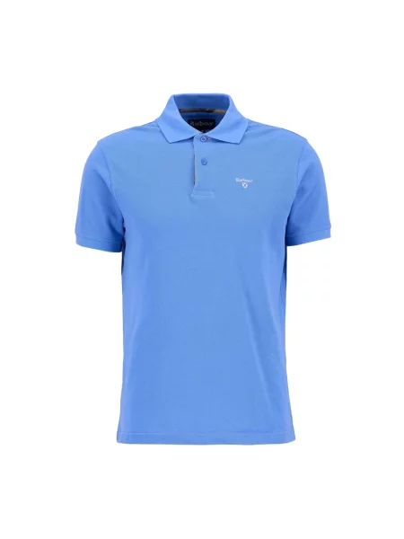 Koszulka polo Barbour w kratę niebieska