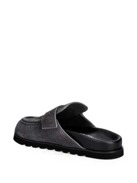 Papuci tip mules Naked Wolfe din piele de căprioară gri