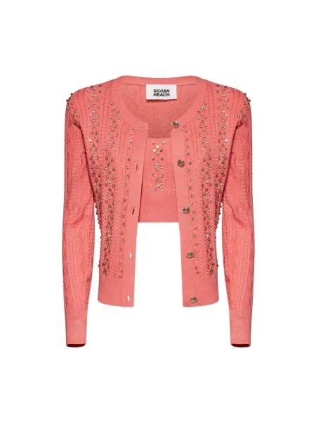 Krótki kardigan Silvian Heach różowy