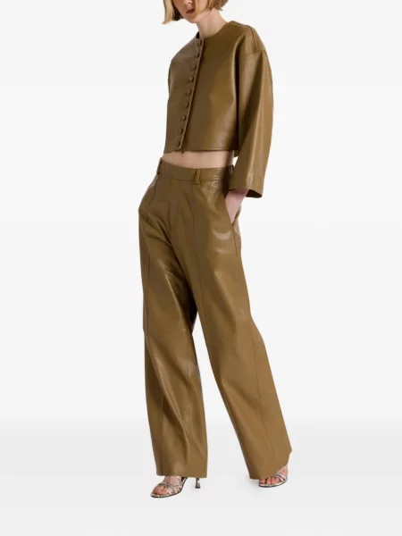 Pantaloni Alberta Ferretti din piele verde