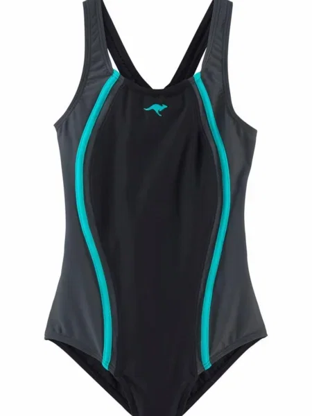 KangaROOS Costum de baie întreg albastru aqua / gri bazalt negru