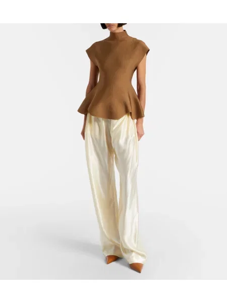 Pantaloni Khaite din satin alb