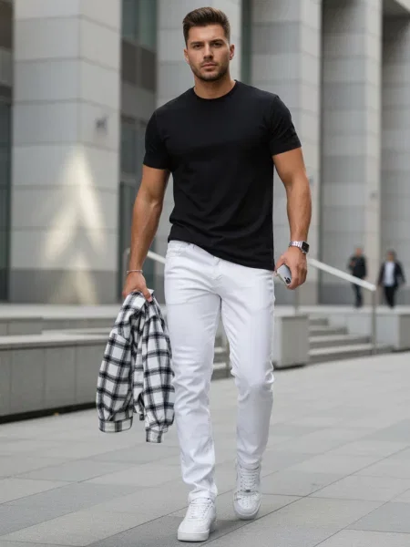 Pantaloni Dstreet alb