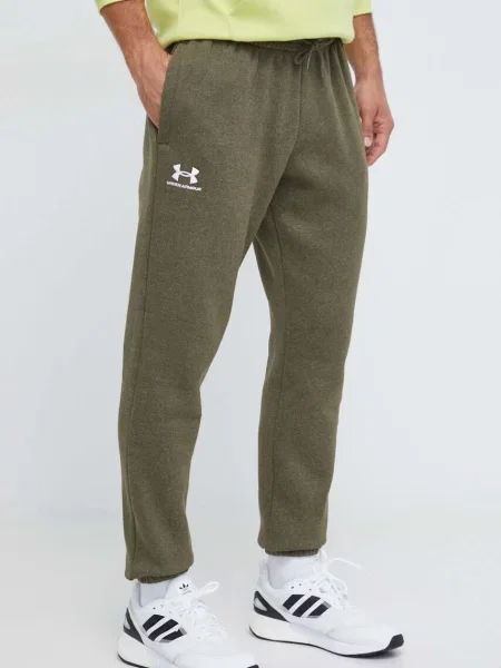 Under Armour tepláky s bavlnou Essential Fleece zelené