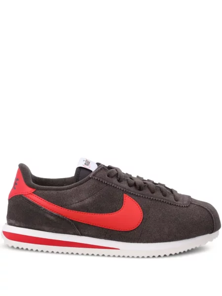 Iš natūralios odos retro stiliaus kelnės Nike apvaliu kaklu ruda