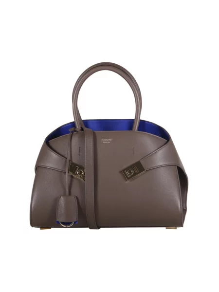 Torebka skórzana Salvatore Ferragamo bez fiszbin brązowa