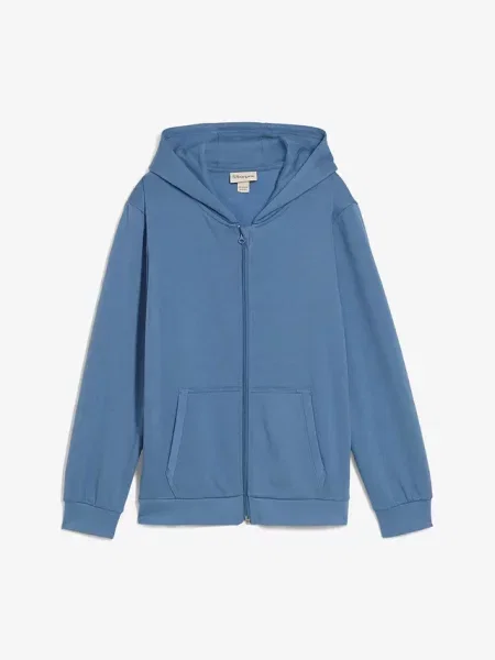 Bluza rozpinana z kapturem z miękkiej mieszanki bawełny niebieska
