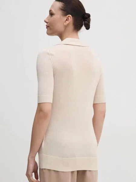 Svetr z hedvábné směsi Calvin Klein lehký béžová