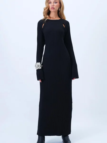 Trend Alaçatı Stili Rochie tricotat negru
