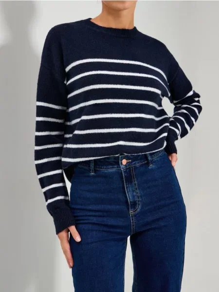Джемпер у смужку темно-синій синій