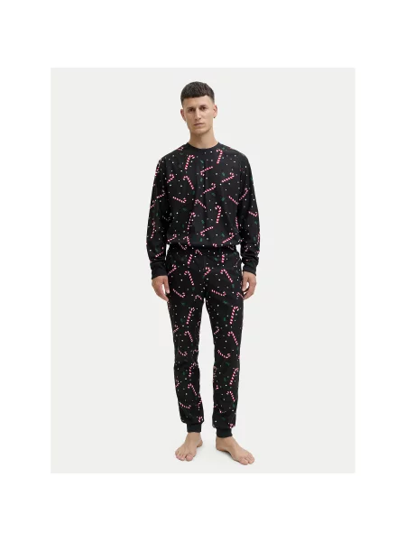 Jack & Jones Πιτζάμα Tristan Loose Fit μαύρο