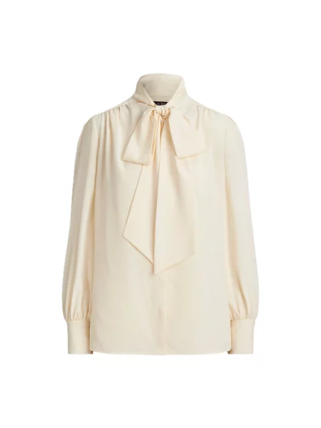 Lauren Ralph Lauren koszula regular z wiązanym dekoltem beżowy