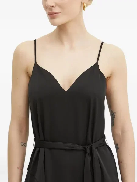 Rochie midi Armani Exchange cu decolteu în V până la genunchi de costum negru