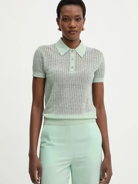 Patrizia Pepe polo swetrowe lniane zielona