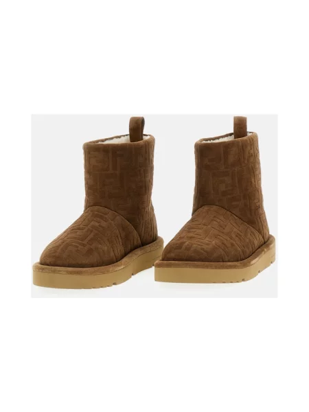 Botki Fendi skórzane brązowe