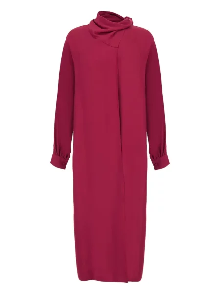 Sukienka midi Paula asymetryczna drapowana do kolan różowa