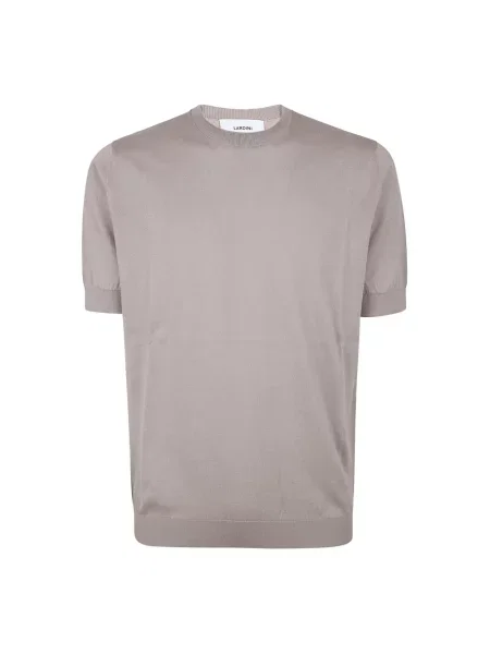 Dzianinowy sweter Lardini z krótkim rękawem szary