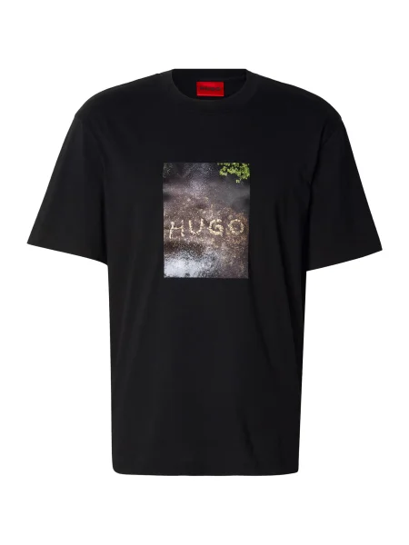 HUGO Tricou Doreston albastru / maro / verde negru