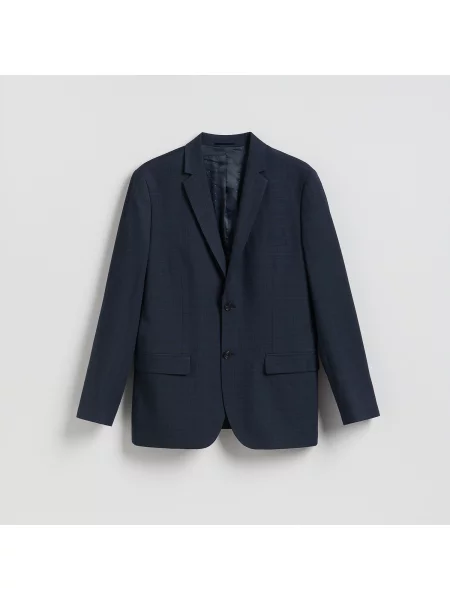 Reserved Slim fit sako v mikro kostičce tmavomodrá