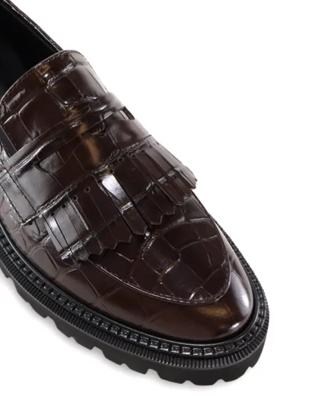 Pantofi loafer Notabene cu franjuri maro