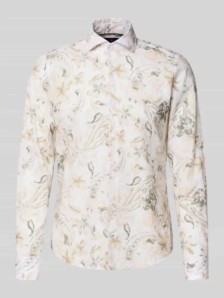 Koszula o kroju slim fit biznes z mieszanka lnu Model Pai' Joop! Collection biała