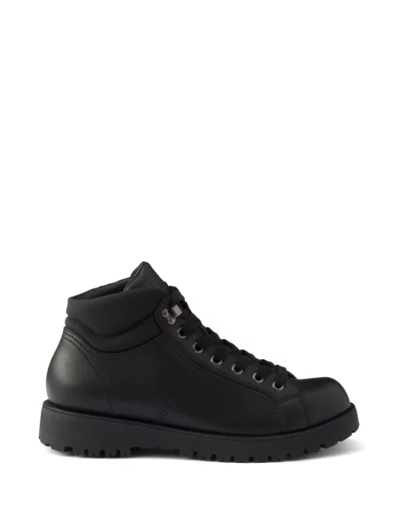 Botine Prada cu șireturi din piele negru