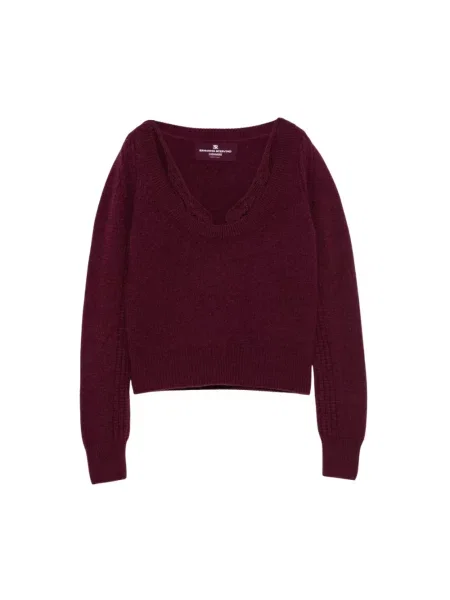 Sweter Ermanno Scervino z dekoltem w serek czerwony
