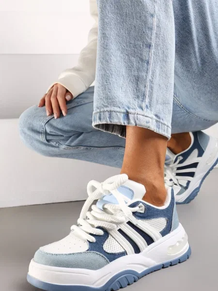 Sneakerși albaștri cu talpă groasă și sclipici Lenema albastru