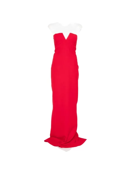 Rochie maxi The New Arrivals Ilkyaz Ozel cu decolteu în V fără bretele roșu