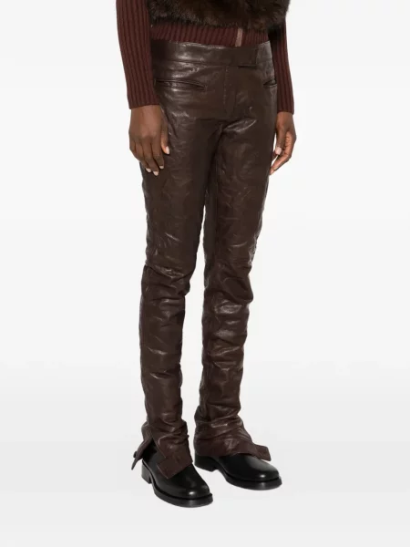 Pantaloni Miu Miu din piele maro