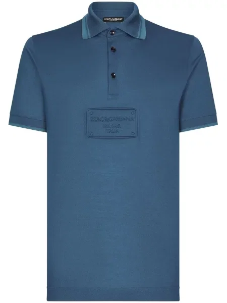 Tricou polo Dolce & Gabbana cu broderie albastru