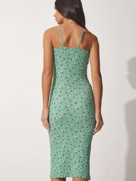 Happiness İstanbul Rochie de vară turcoaz / verde închis / negru alb