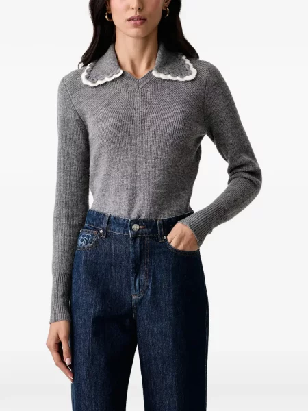 Gulerat tricou polo Twinset gri