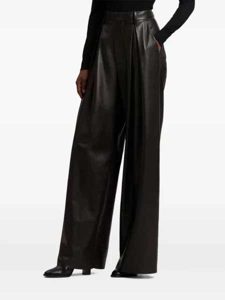 Pantaloni Ralph Lauren Collection din piele plisate maro