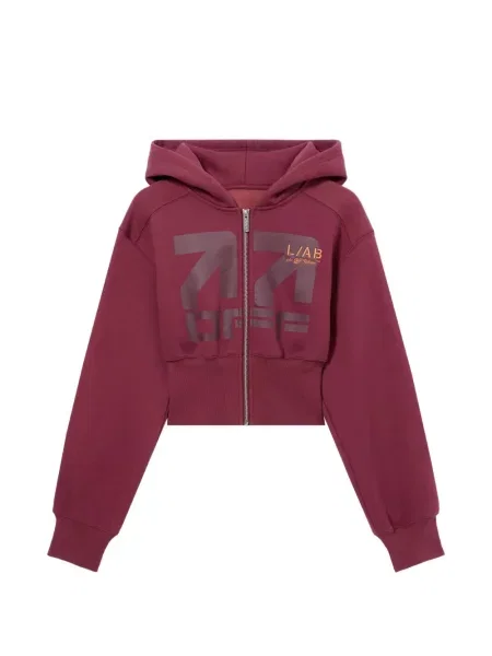 Подрязан суичър с качулка L/ab C/o Off-white с принт бяло