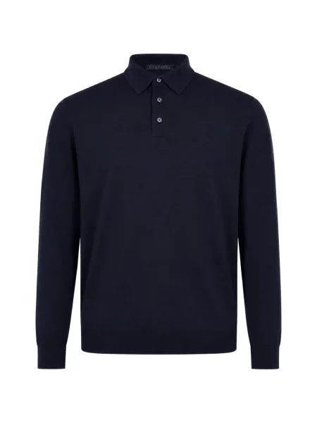 Lung tricou polo Kiton albastru