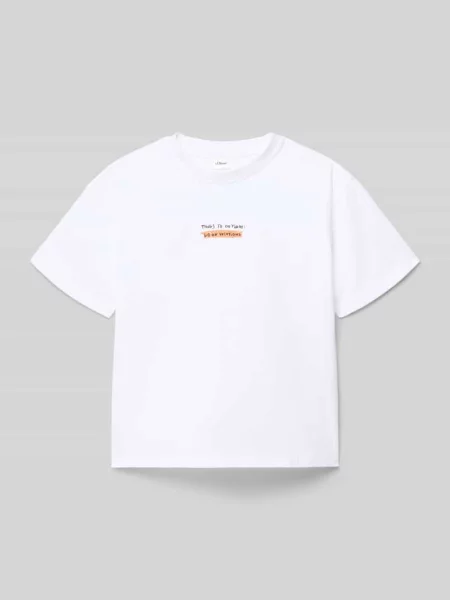 Męski t-shirt o kroju regular fit z czystej bawełny S.oliver Red Label biała