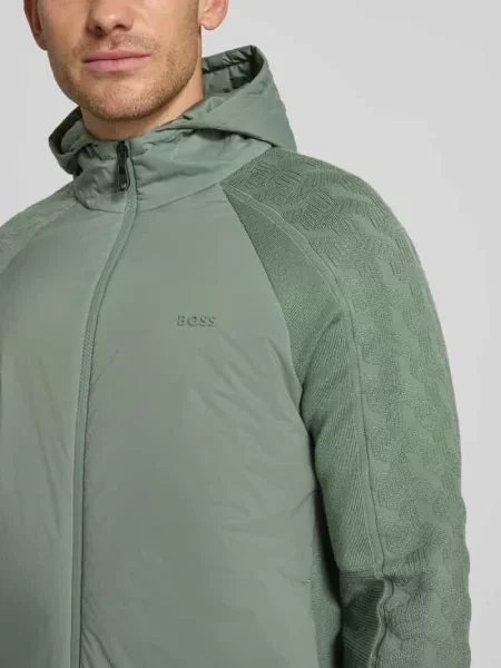 Kurtka z dzianiny o kroju regular fit z mieszanki żywej wełny model ‘MIRROR HY’ Boss Green