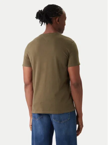 Tommy Jeans Tričko tmavozelená khaki