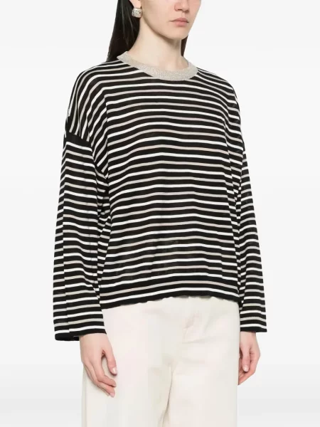 Lung pulover Brunello Cucinelli cu dungi negru