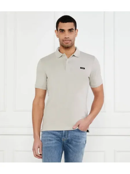Calvin Klein Tenisz póló | stretch pique bézs