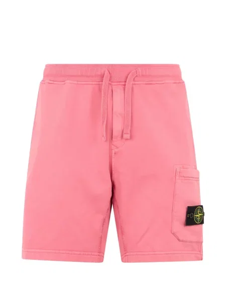 Pantaloni scurți Stone Island din fleece cu strasuri roz